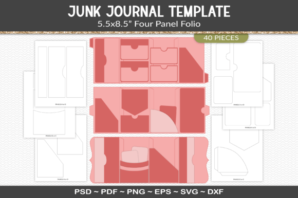 Download Junk Journal Folio Template Kit - Template kit Collection