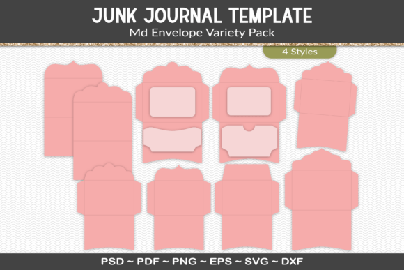 Download Junk Journal Envelopes Template Kit - Template kit Collection