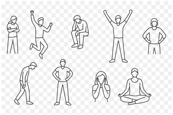 Download Line Art Set of Emotional Expressions - Line art Collection