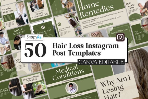 Download Hair Loss Canva Instagram Templates - Premium Bundle